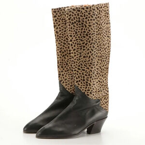 Vintage Miss Maud Pony Hair and Leather Knee-High Boots in Original Box